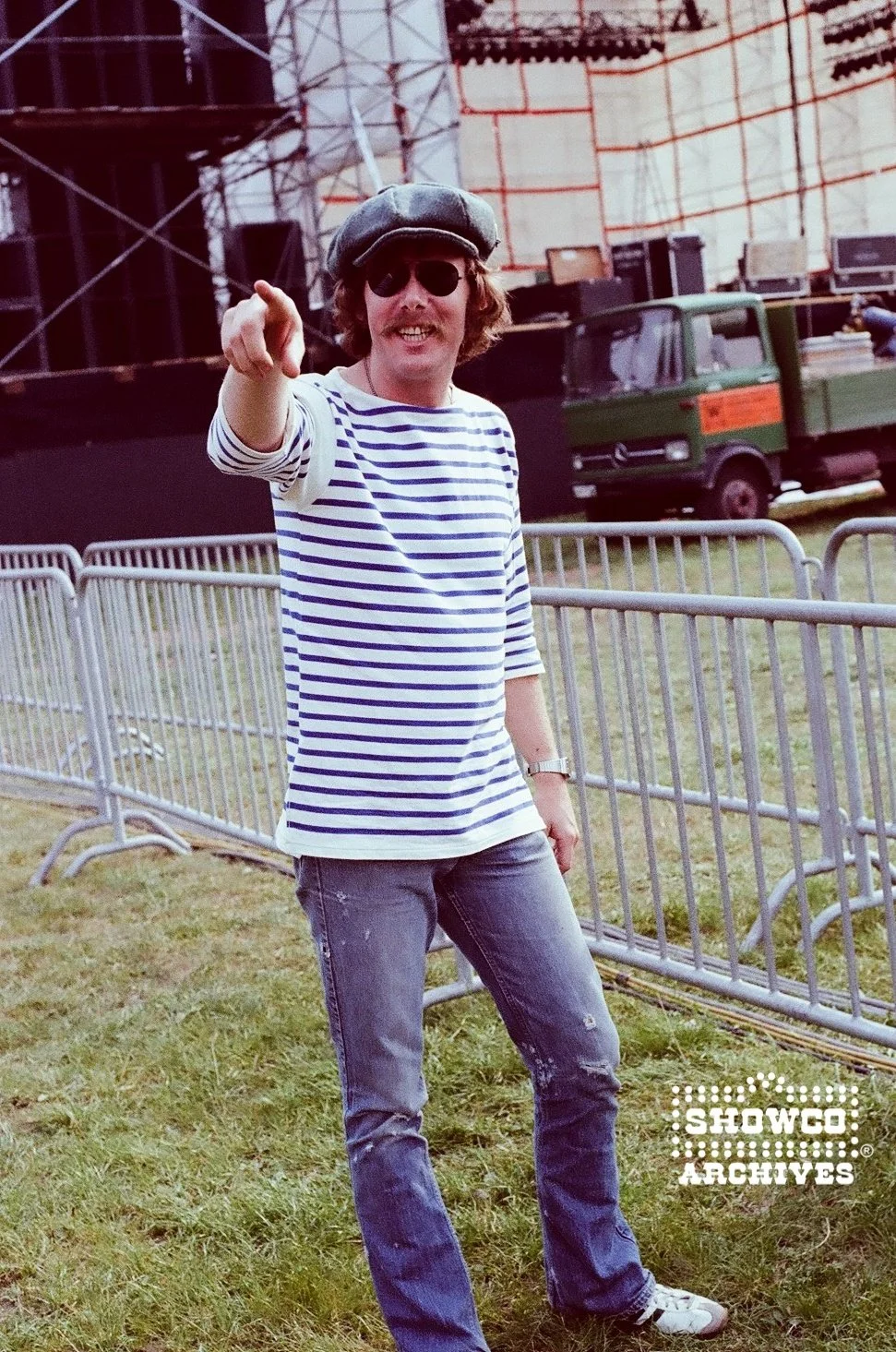 Alan “Goat” Owen side stage at Summertime Open Air Festival, Ulm, Germany, 1978. Courtesy of the Showco Archives.
