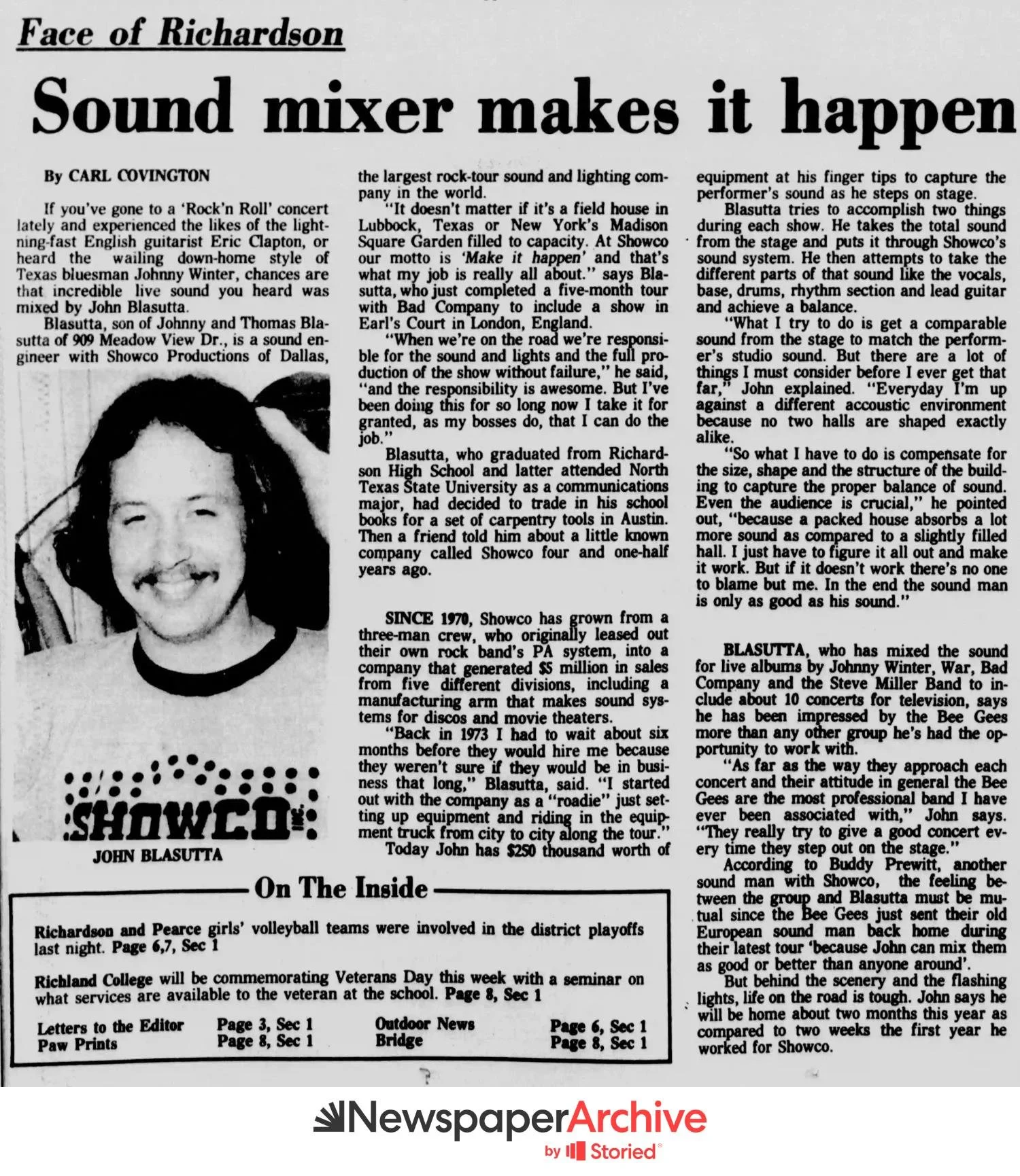 Nov 9, 1977-Richardson-Daily-News-p-1- John Blasutta (Showco crew)