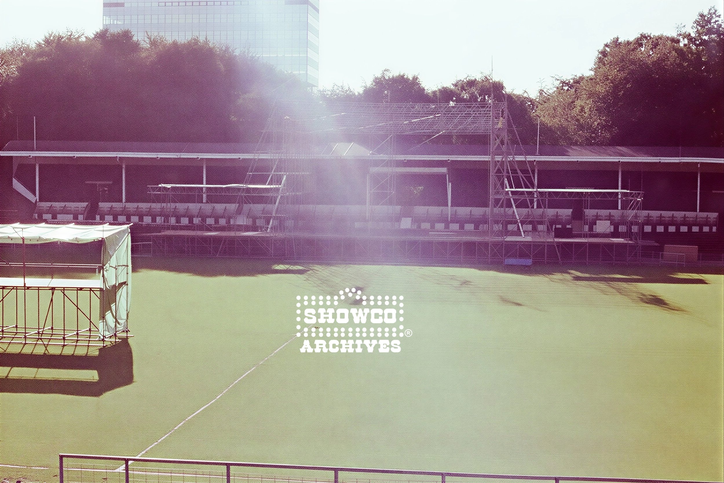 Festival grounds before the crowd at Summertime Open Air Festival, Ulm, Germany, 1978. Courtesy of the Showco Archives.