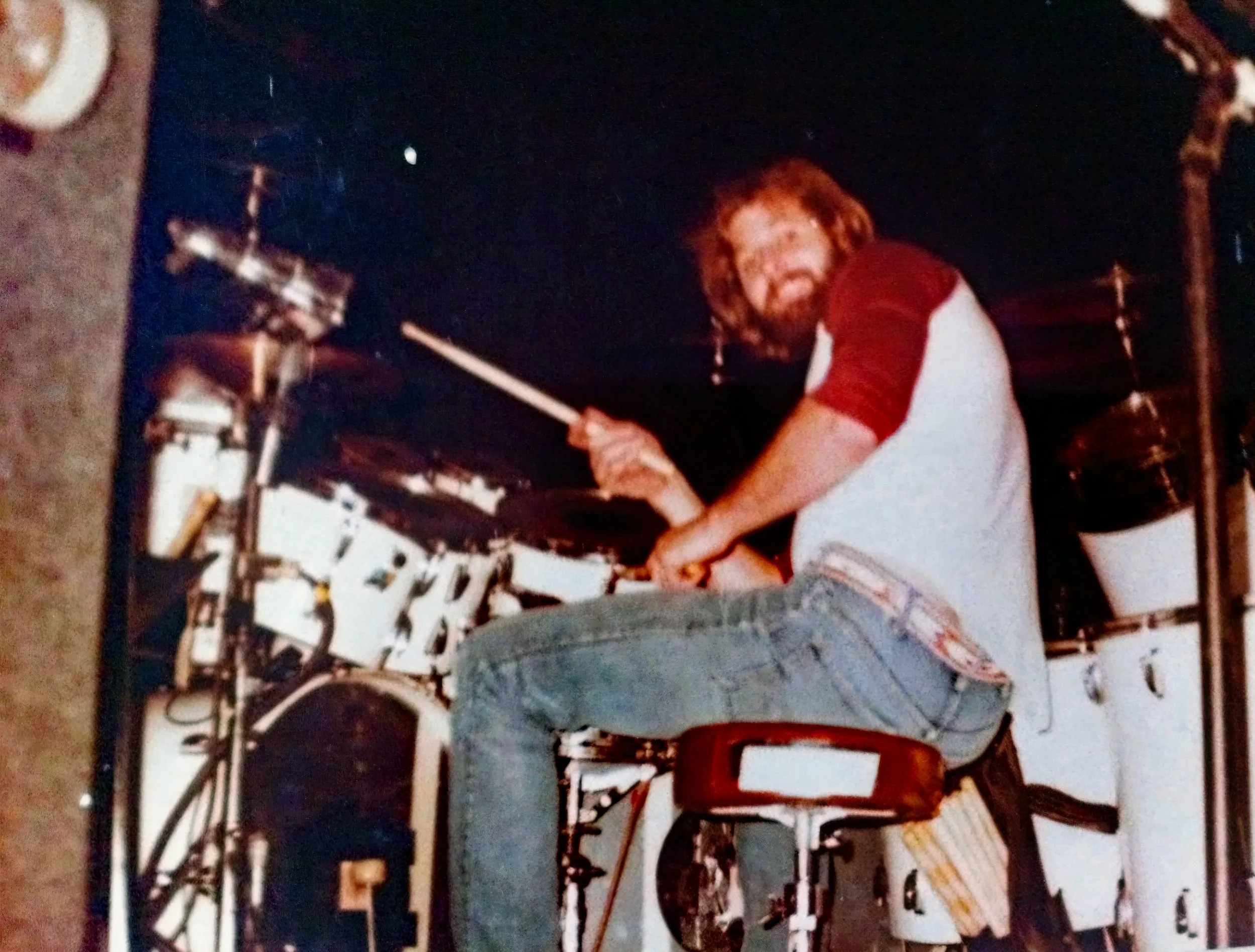 Blake at Alex Van Halen's drum kit - Van Halen Invasion Tour