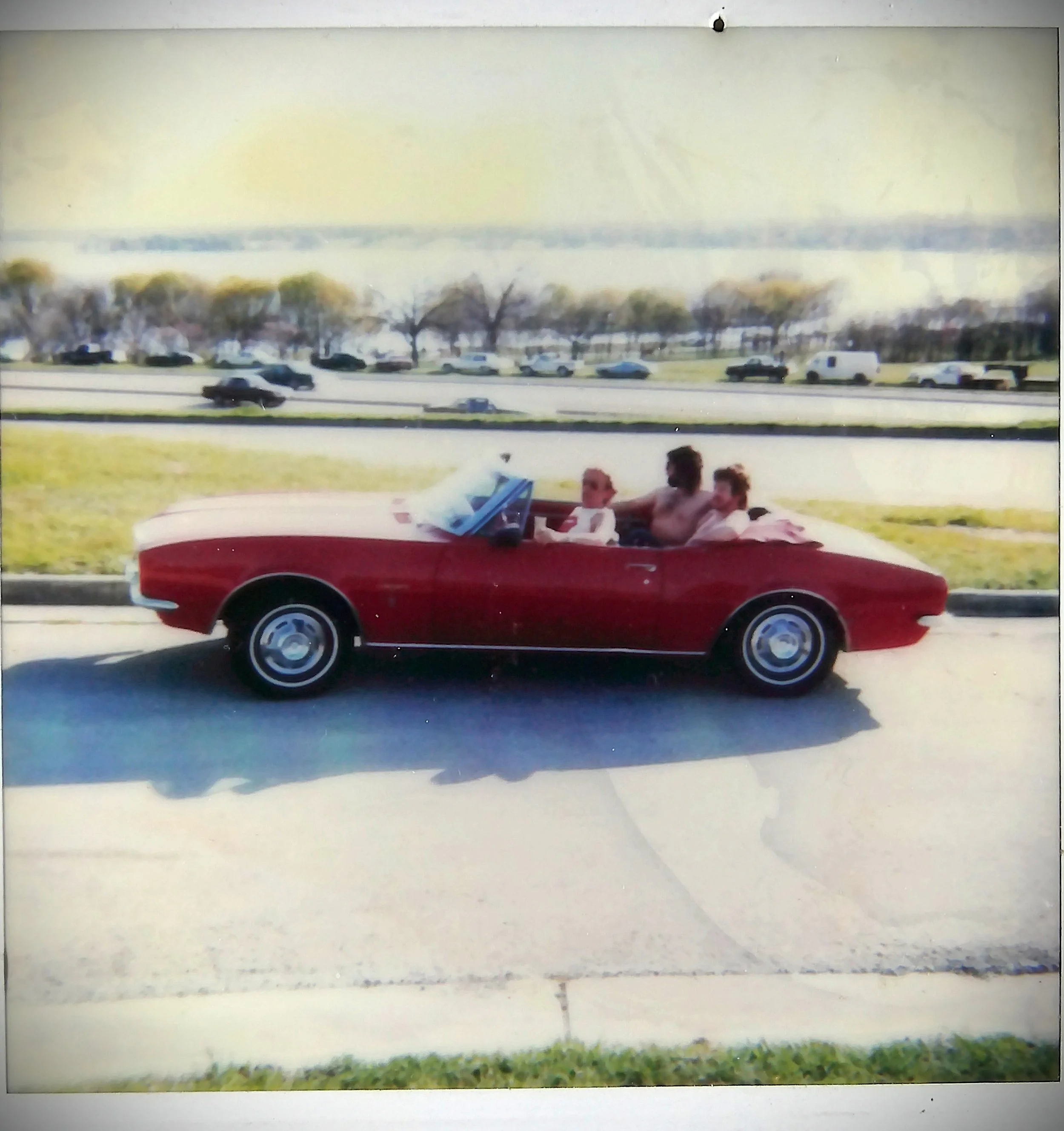 Dad's 1967 Camaro at White Rock Lake with himself, Benji LeFevre, and 'Wild' Bill Martin - 1985
