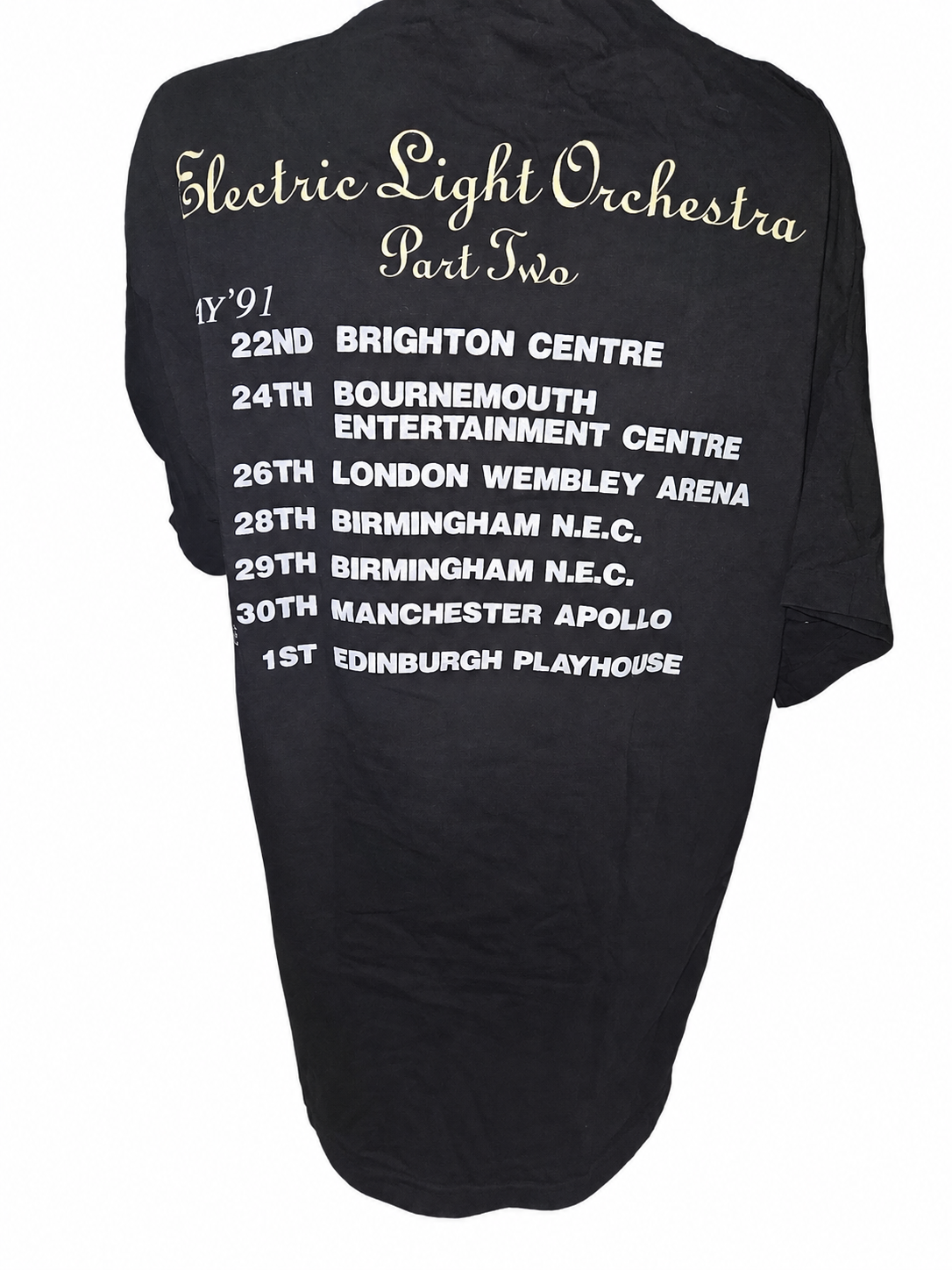 ELO Part II 1991 crew shirt, back view, from Mike Ponczek’s collection.