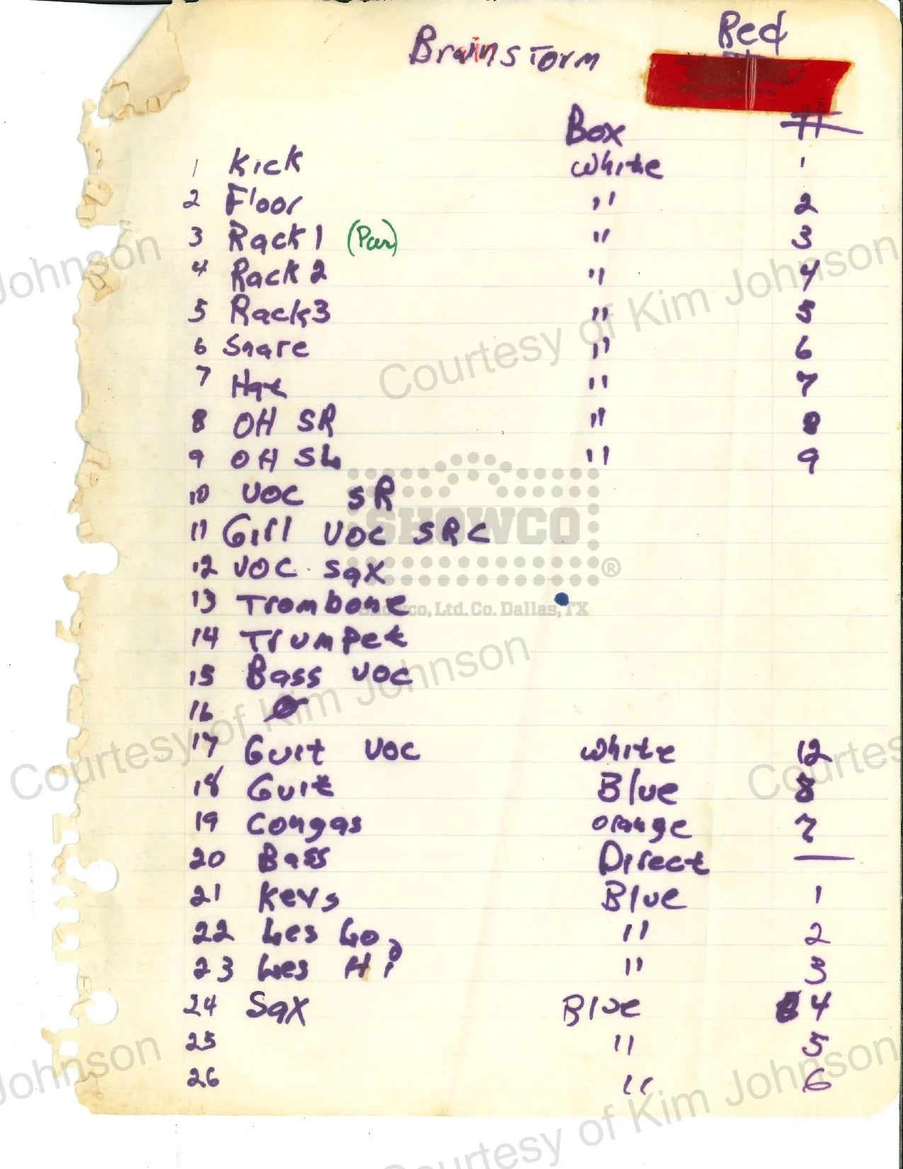 Brainstorm input list