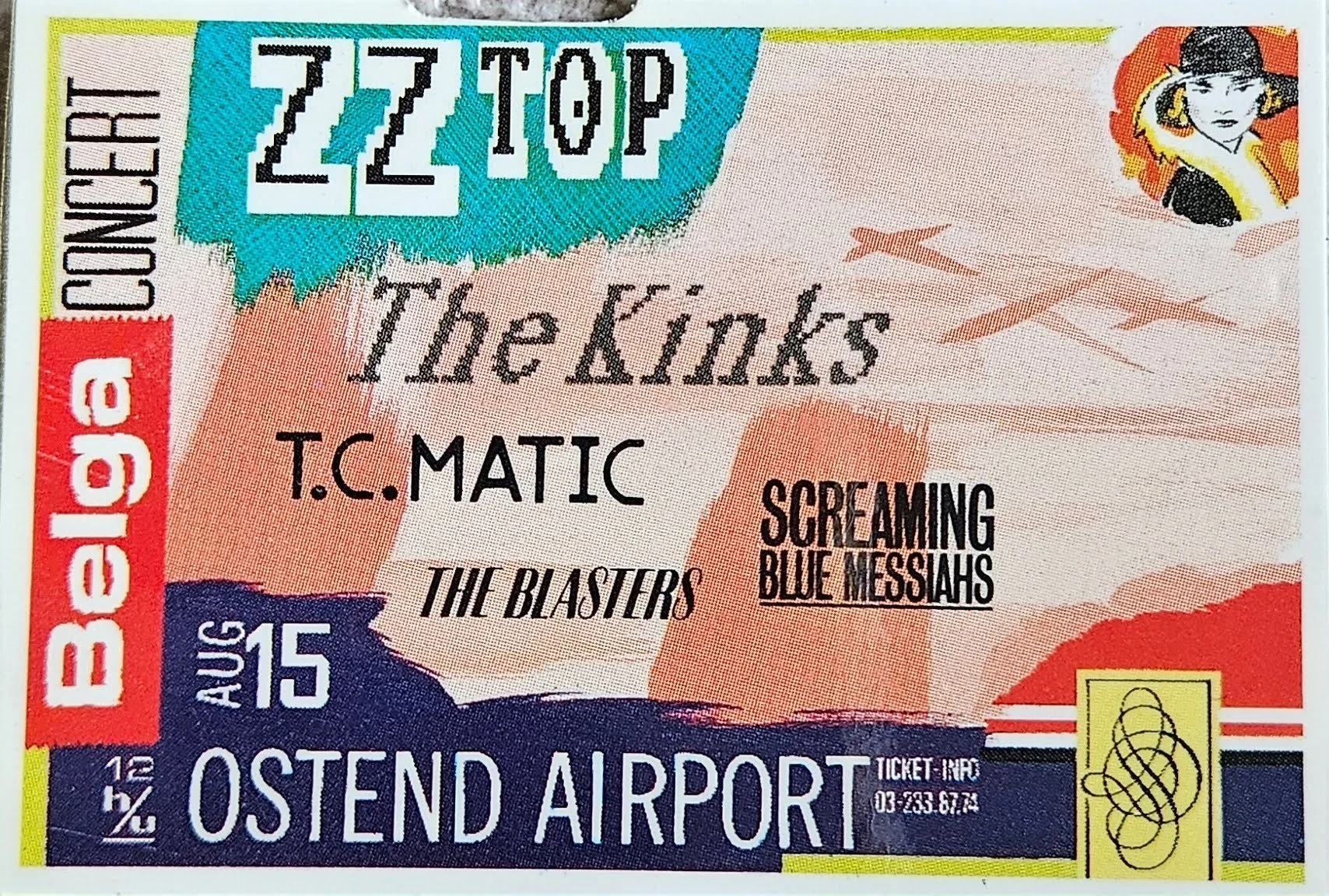 ZZ Top-The Kinks-T.C. Matic-The Blasters-Screaming Blue Messiahs-Ostend Airport Concert Pass-Ken Byrnes.jpg