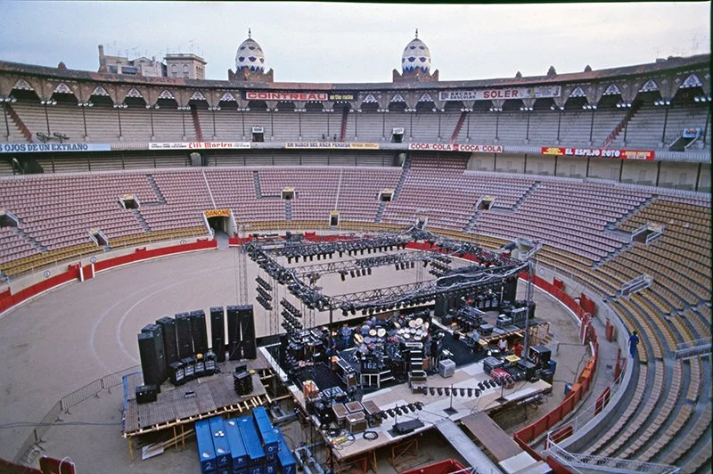 The very first Vari-Lite public performance with Genesis in 1981 at the Plaza de Toros Monumental in Barcelona. Photo- Jim Bornhorst