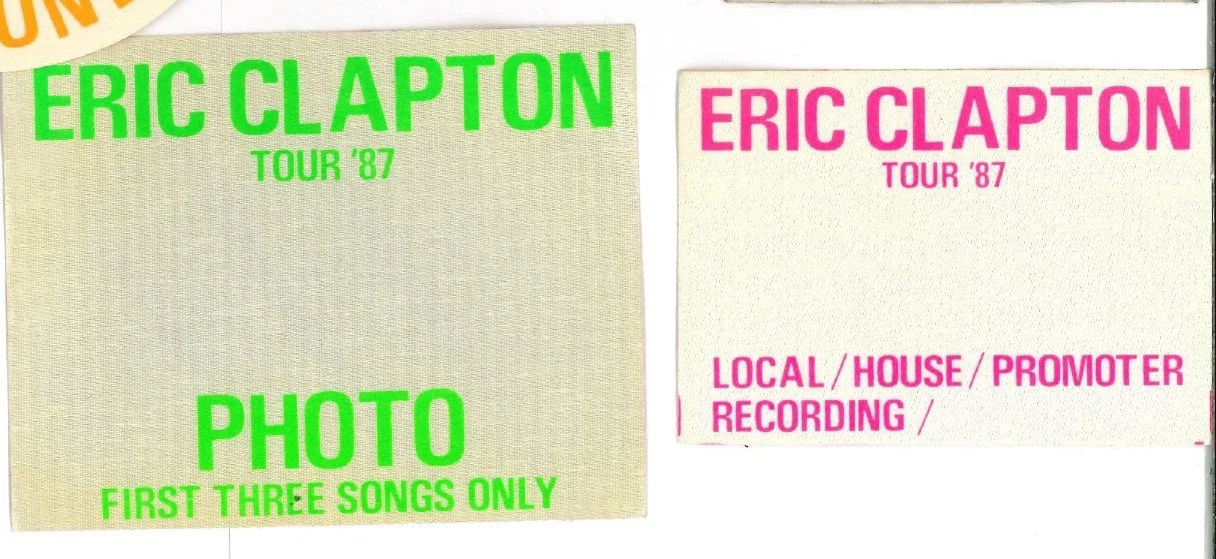 Eric Clapton Tour '87 Photo Pass & Promoter Pass