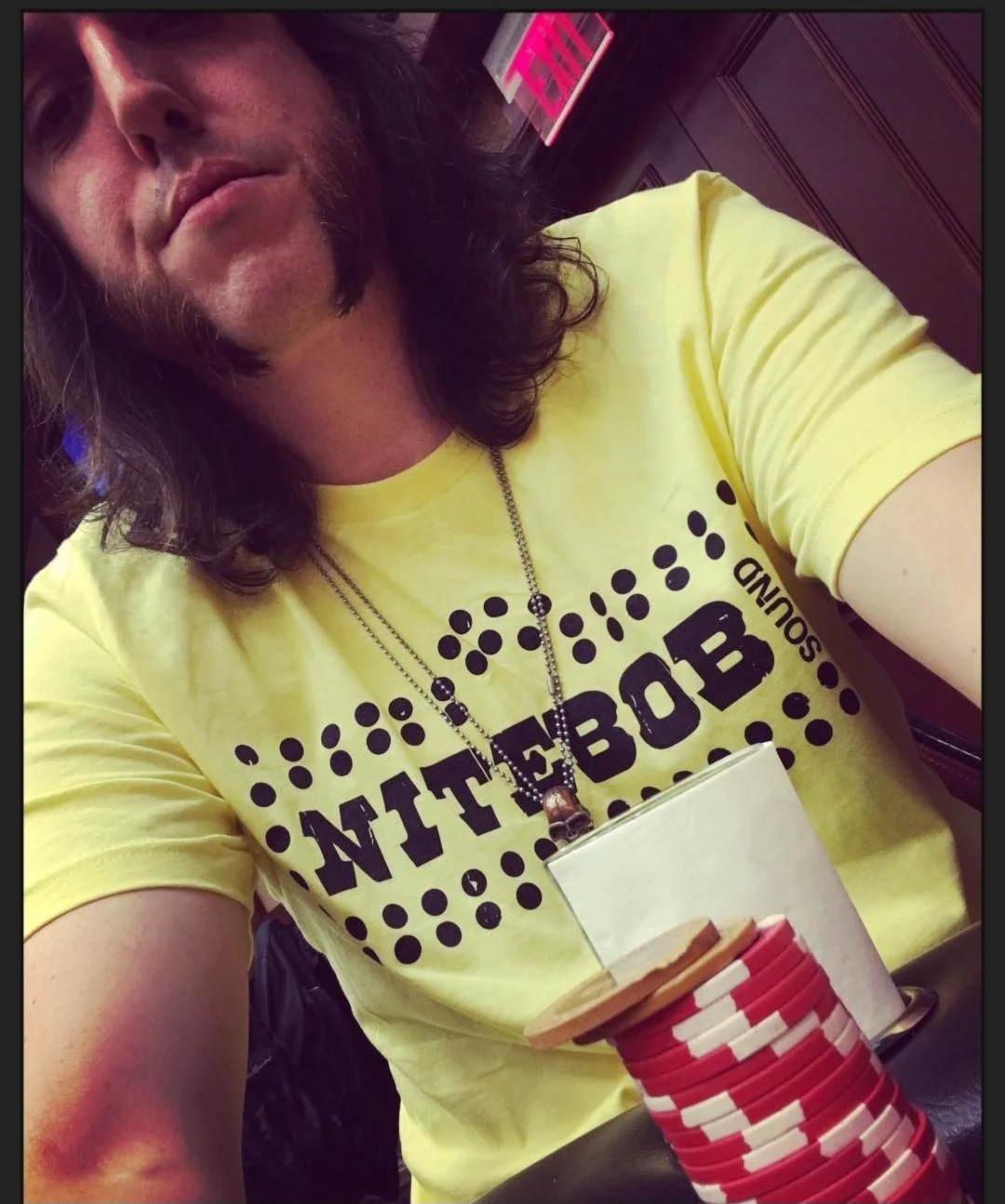 Showco look-alike Nitebob Sound shirt - Nitebob’s iconic tee started as a fun Facebook mockup—Ronnie Van Zandt with “SHOWCO” swapped for “Nitebob” by Brynn Arens (Flipp). After folks begged for copies, a small run was printed, sold via Rocksteady on 