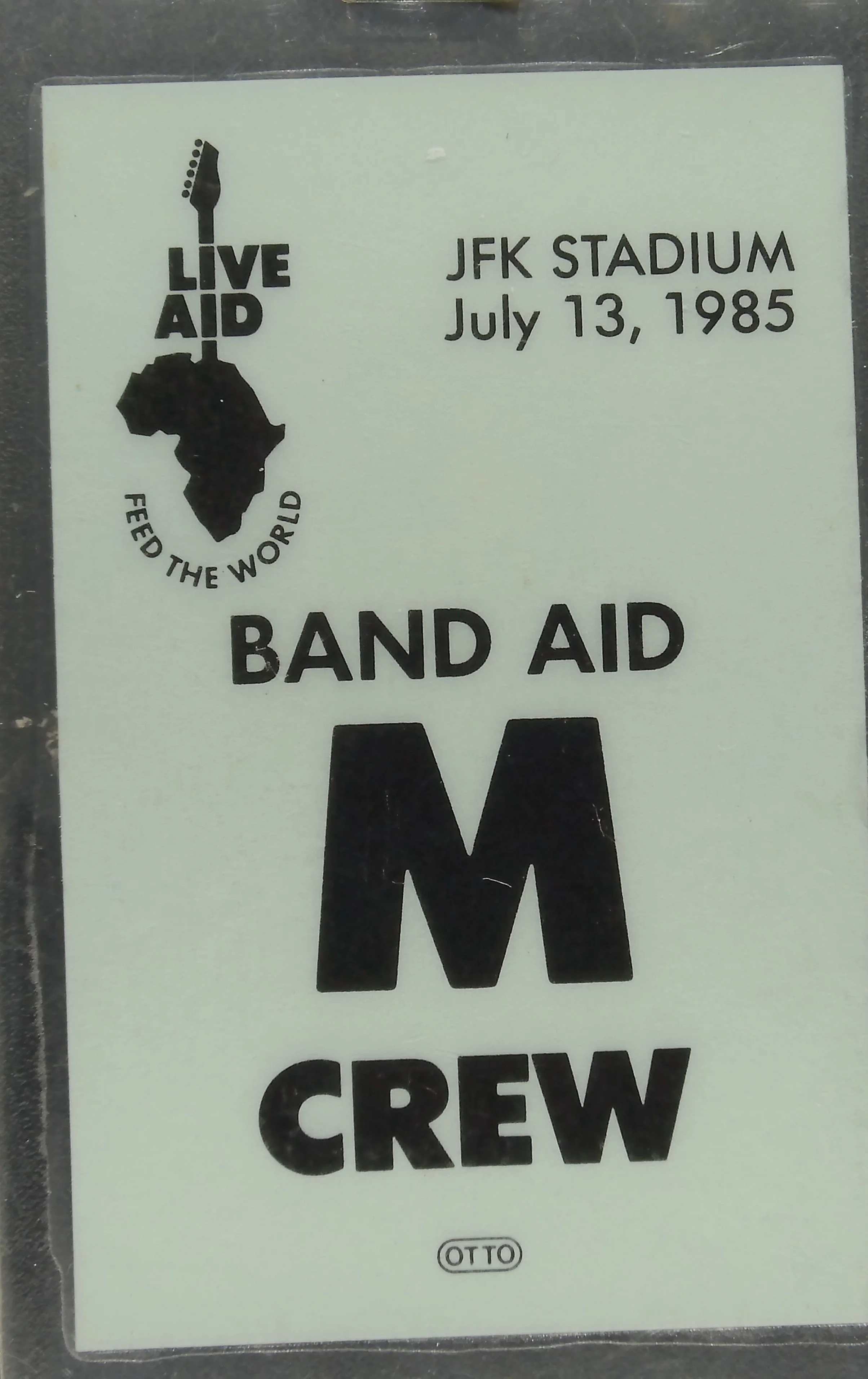 Live aid/Band Aid M Crew Laminate - JFK Stadium 7/13/1985