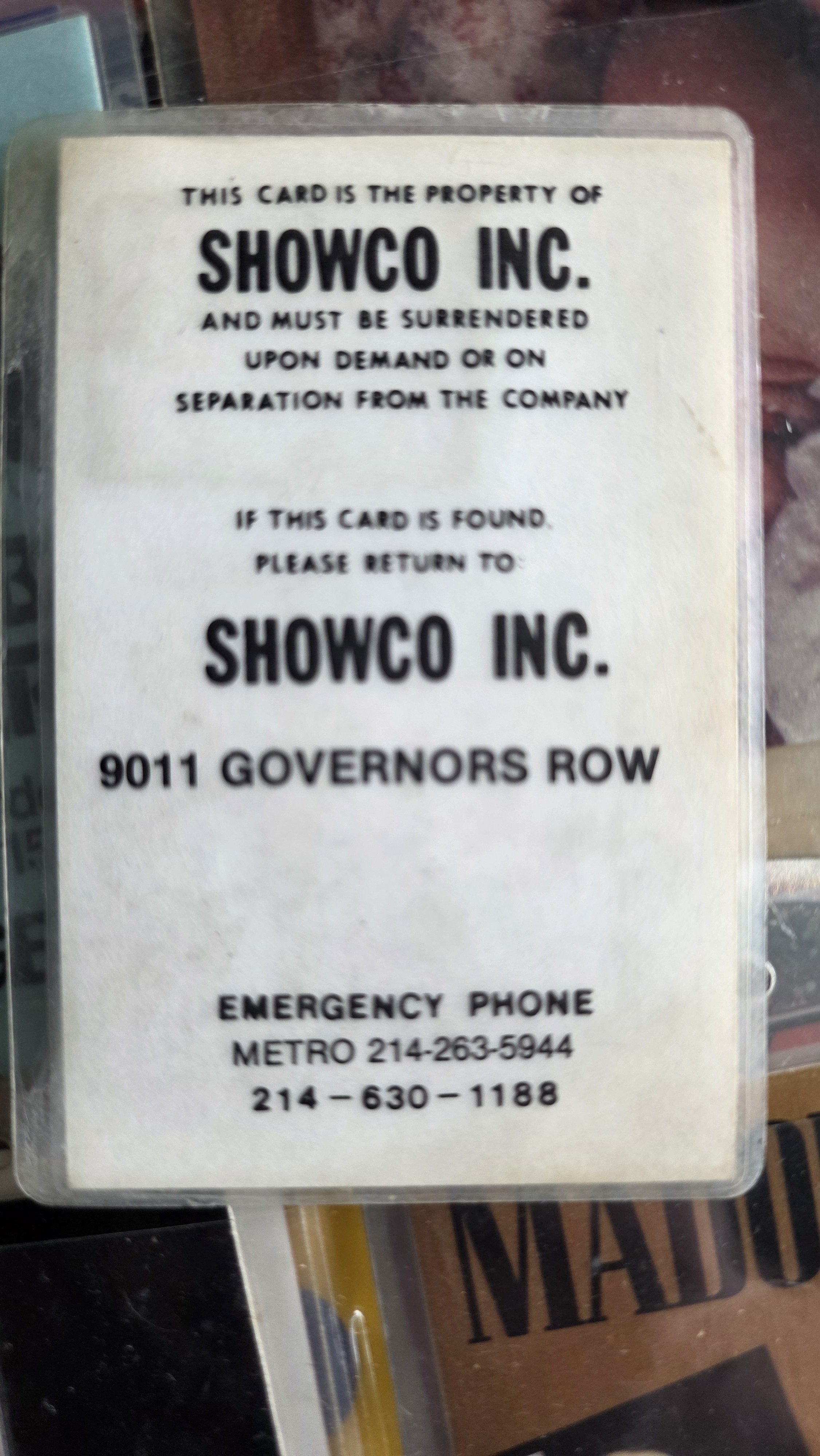 Larry's Showco ID back