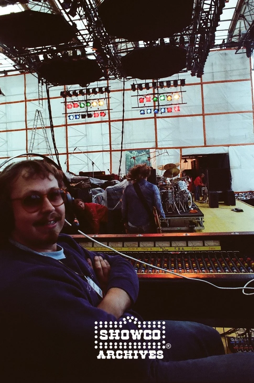 ML Procise side stage with Genesis Mirror setup at Summertime Open Air Festival, Ulm, Germany, 1978. Courtesy of the Showco Archives.