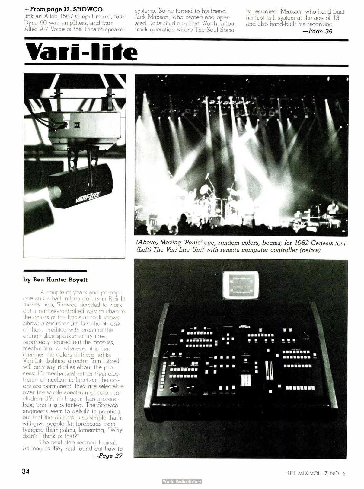 Mix Magazine article June 1983