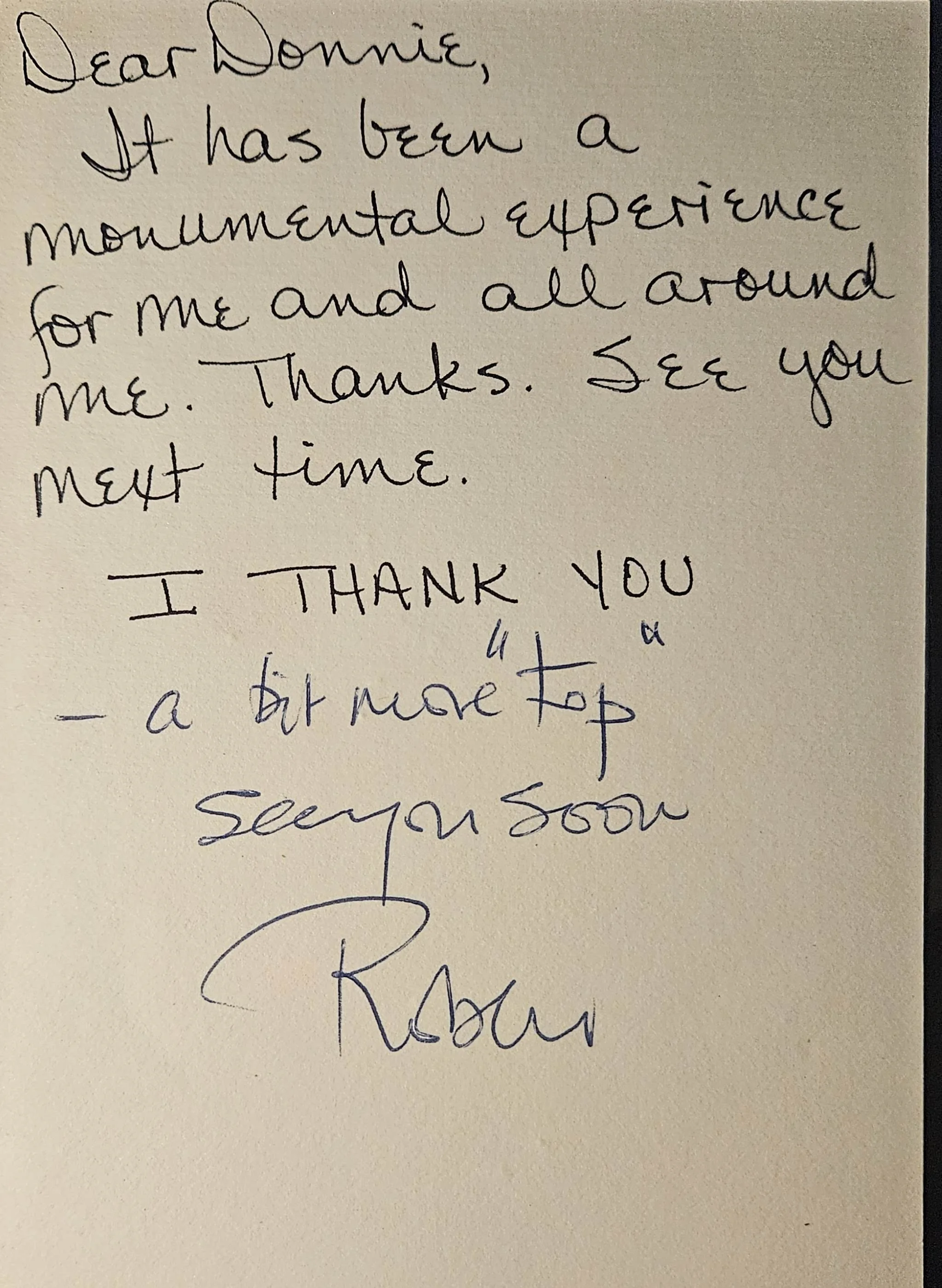 card to DK from Robert Plant