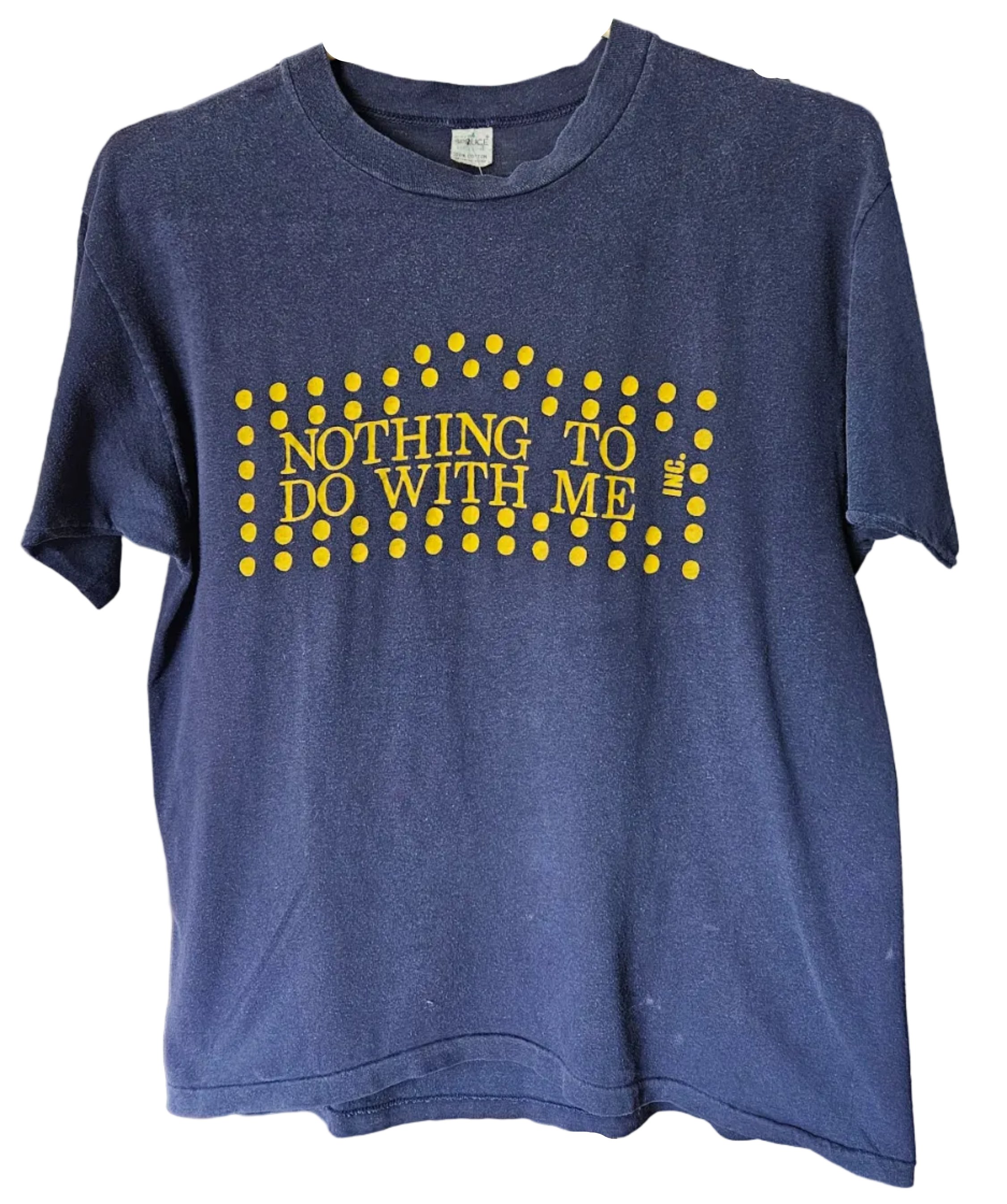 Led Zeppelin 1977 “Nothing To Do With Me” Crew Shirt - this rare 1977 Led Zeppelin crew shirt was commissioned by the Zeppelin road crew and features “Nothing To Do With Me” inside Showco marquee dots in gold on dark blue. Courtesy of Lewis Lee