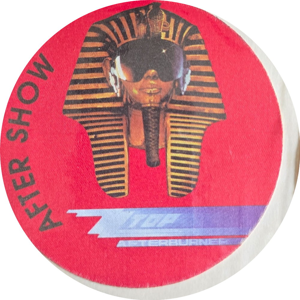 1986 Afterburner after-show pass. Courtesy of the Sizemore Estate.