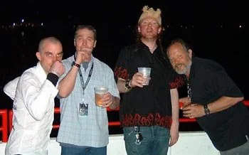 Pikey Dan, Willy, Hot Steve and John Blasutta,
high times on the Hyatt Hotel balcony