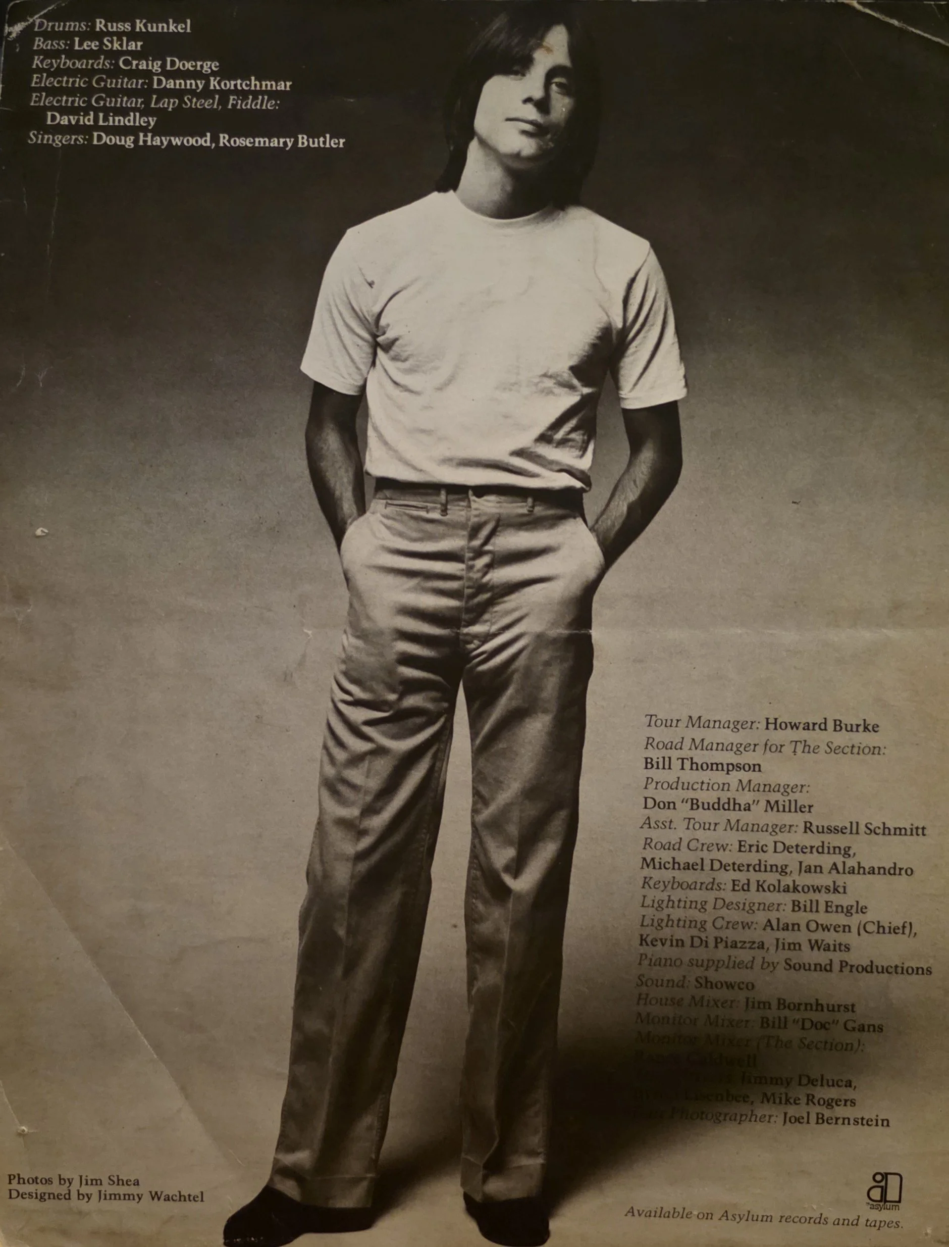 Jackson Browne Summer Tour '77 Program Back
 - Running On Empty Tour - courtesy of Doc Gans