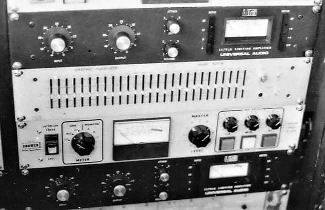 Showco console at David Bowie’s Universal Amphitheatre tour stop, California, September 1974 — detail.