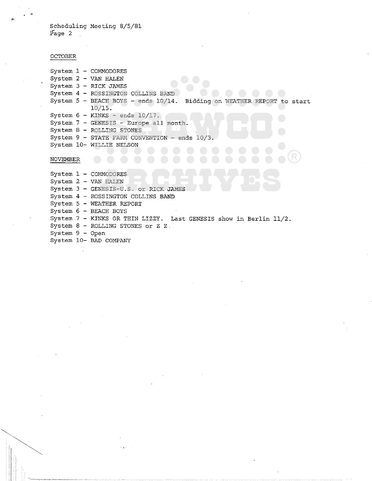 August 5, 1981 Meeting Agenda p. 2