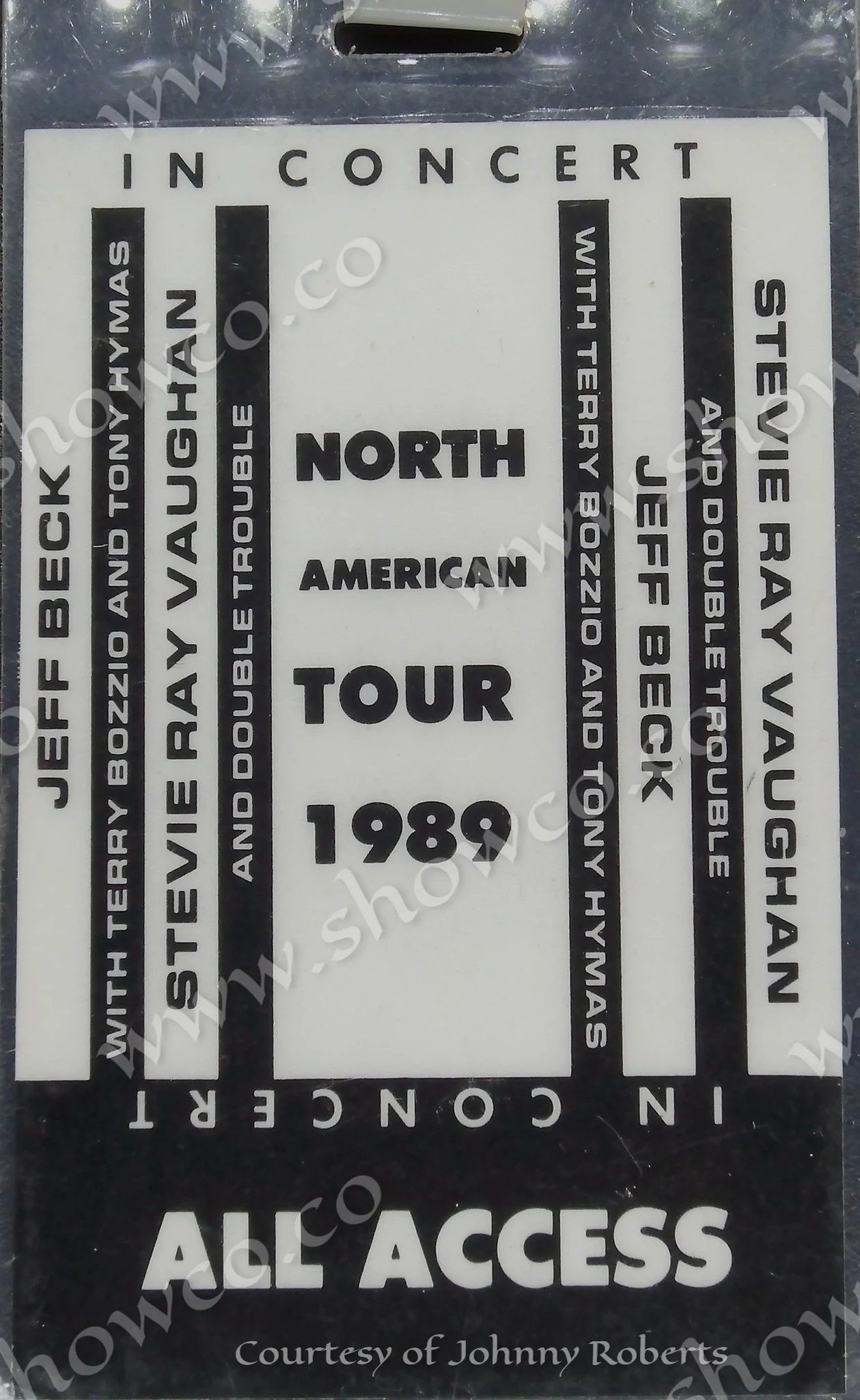 1989 SRV Jeff Beck laminate all access pass (coming soon to the swag shop)