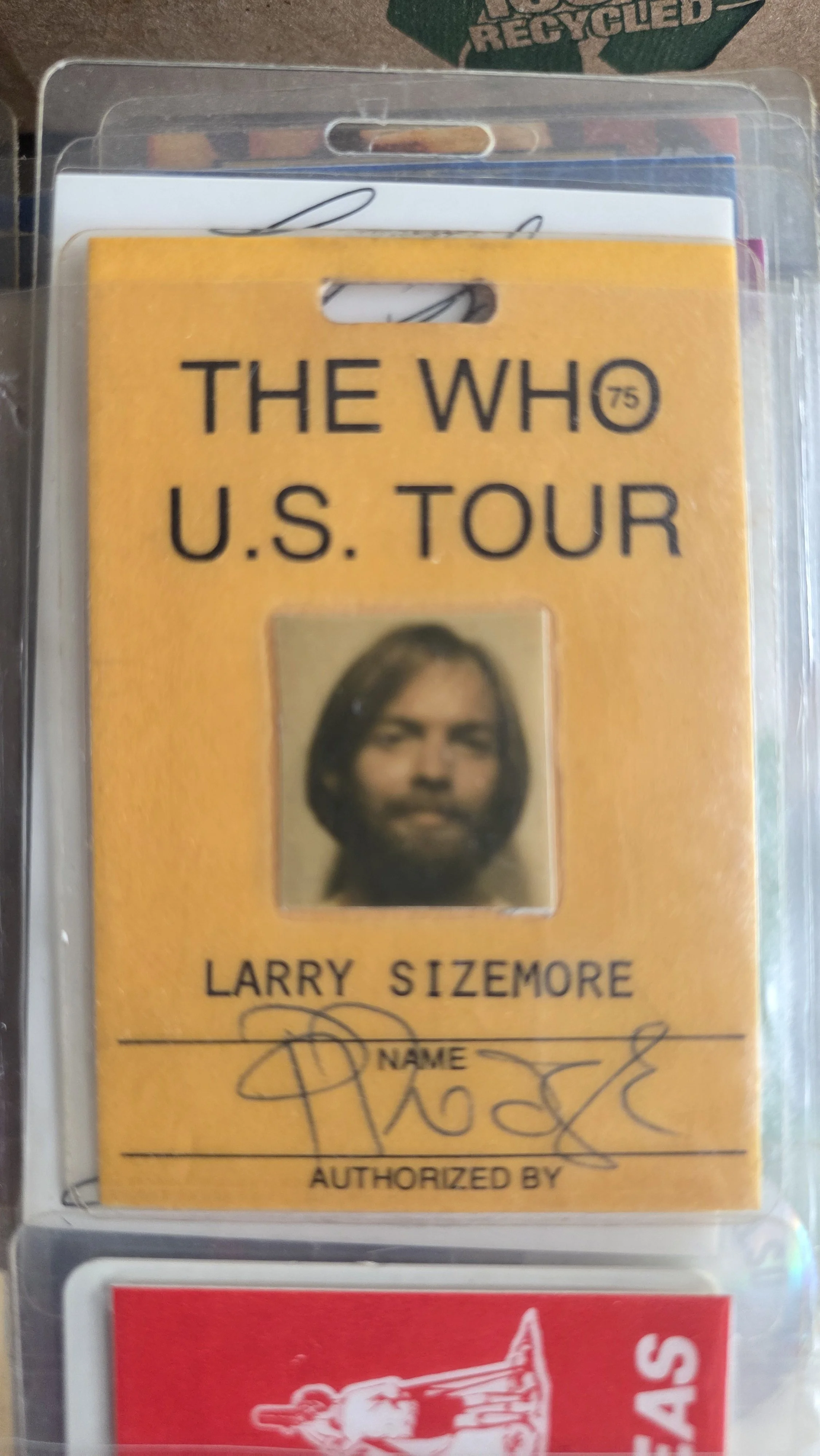 The Who U.S. Tour Sizemore laminate 1975