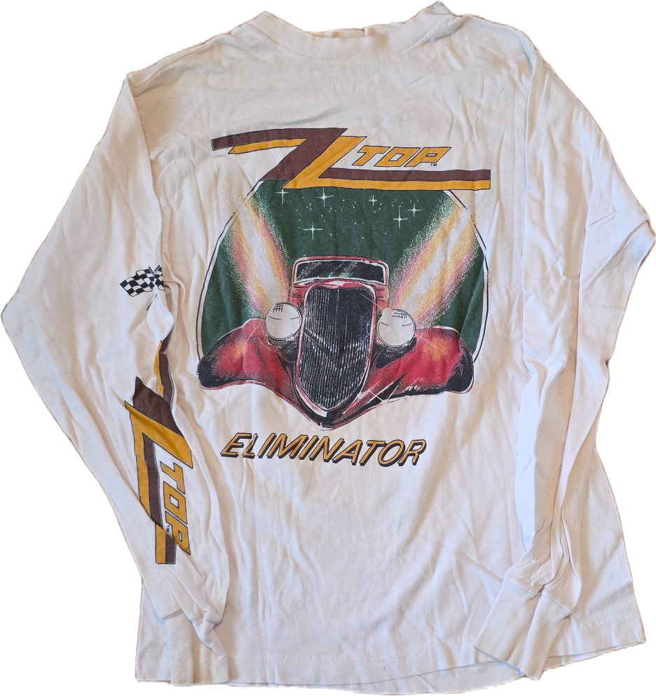 Eliminator Tour long-sleeve shirt — front. Courtesy of the Sizemore Estate.