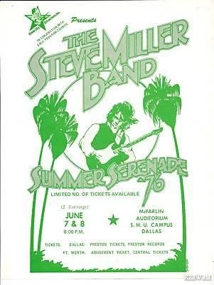 The Steve Miller Band Summer Serenade '76 Flyer 
