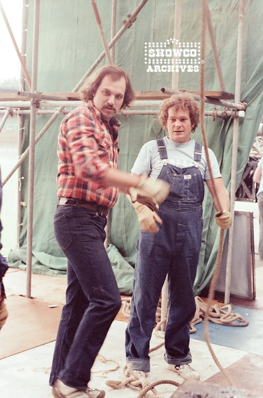 Craig Schertz and Johnny “JW” Roberts side stage at Summertime Open Air Festival, Ulm, Germany, 1978. Courtesy of the Showco Archives.