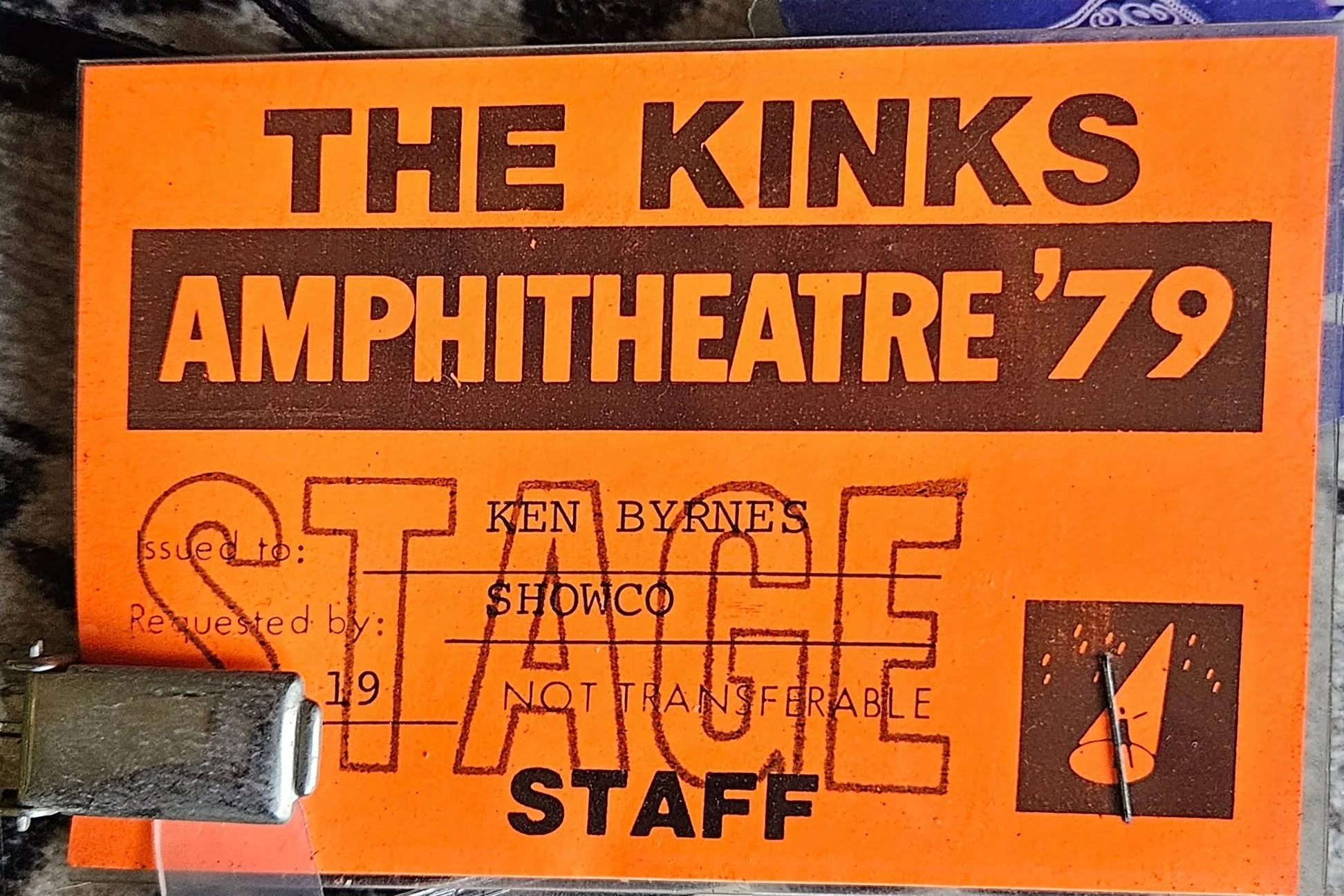 1979-The Kinks-Amphitheatre-Stage Staff Pass-Ken Byrnes-SHOWCO.jpg