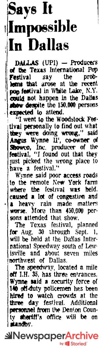  Article about the festival was held from August 30 to September 1 at Dallas International Speedway, with over 150,000 attendees. Security measures included 140 police officers. 