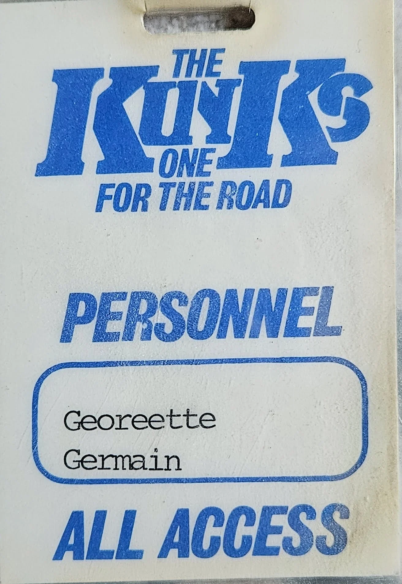 1980-The Kinks-One For The Road-Personnel Pass-Ken Byrnes.jpg