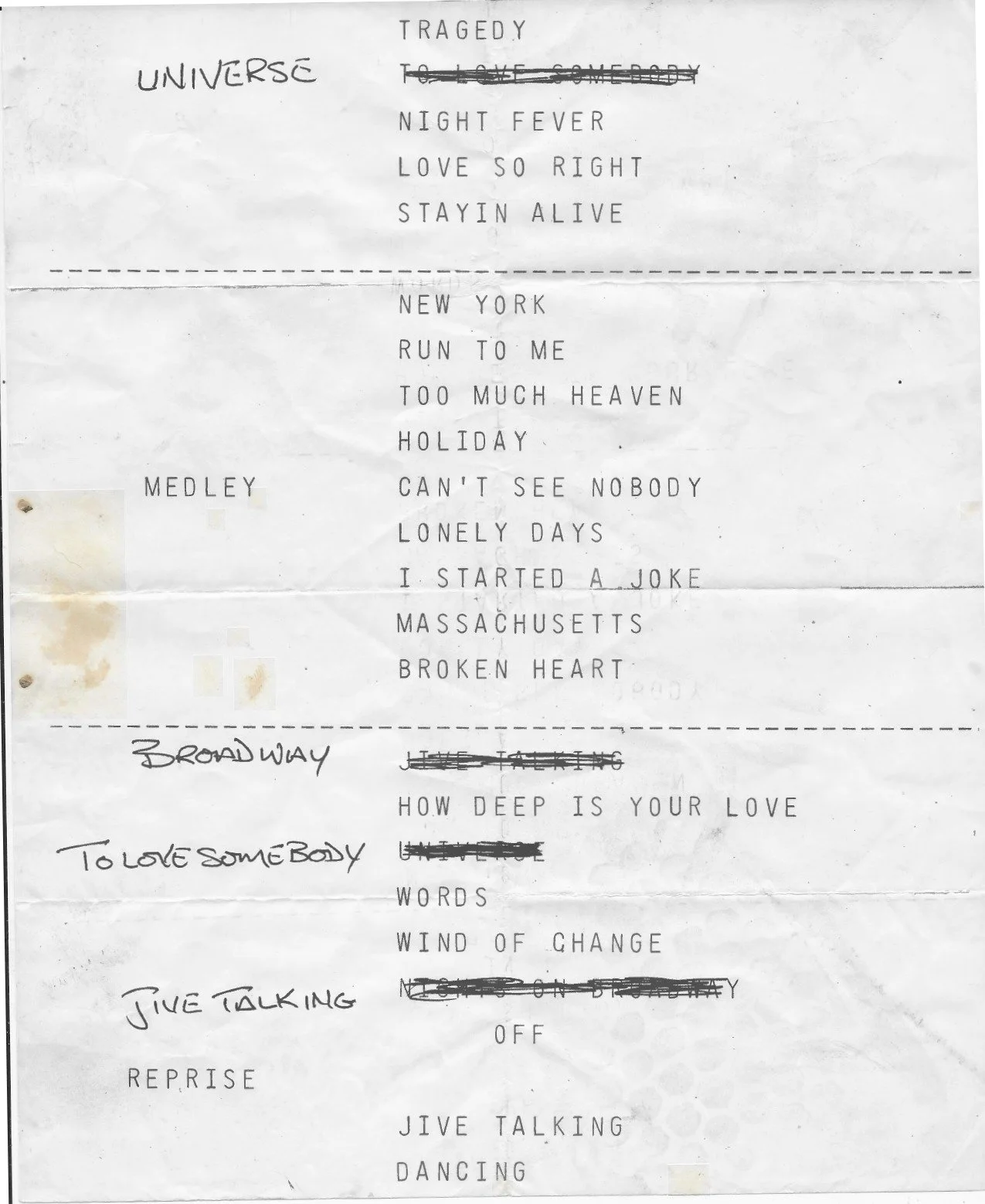 Bee Gees Setlist