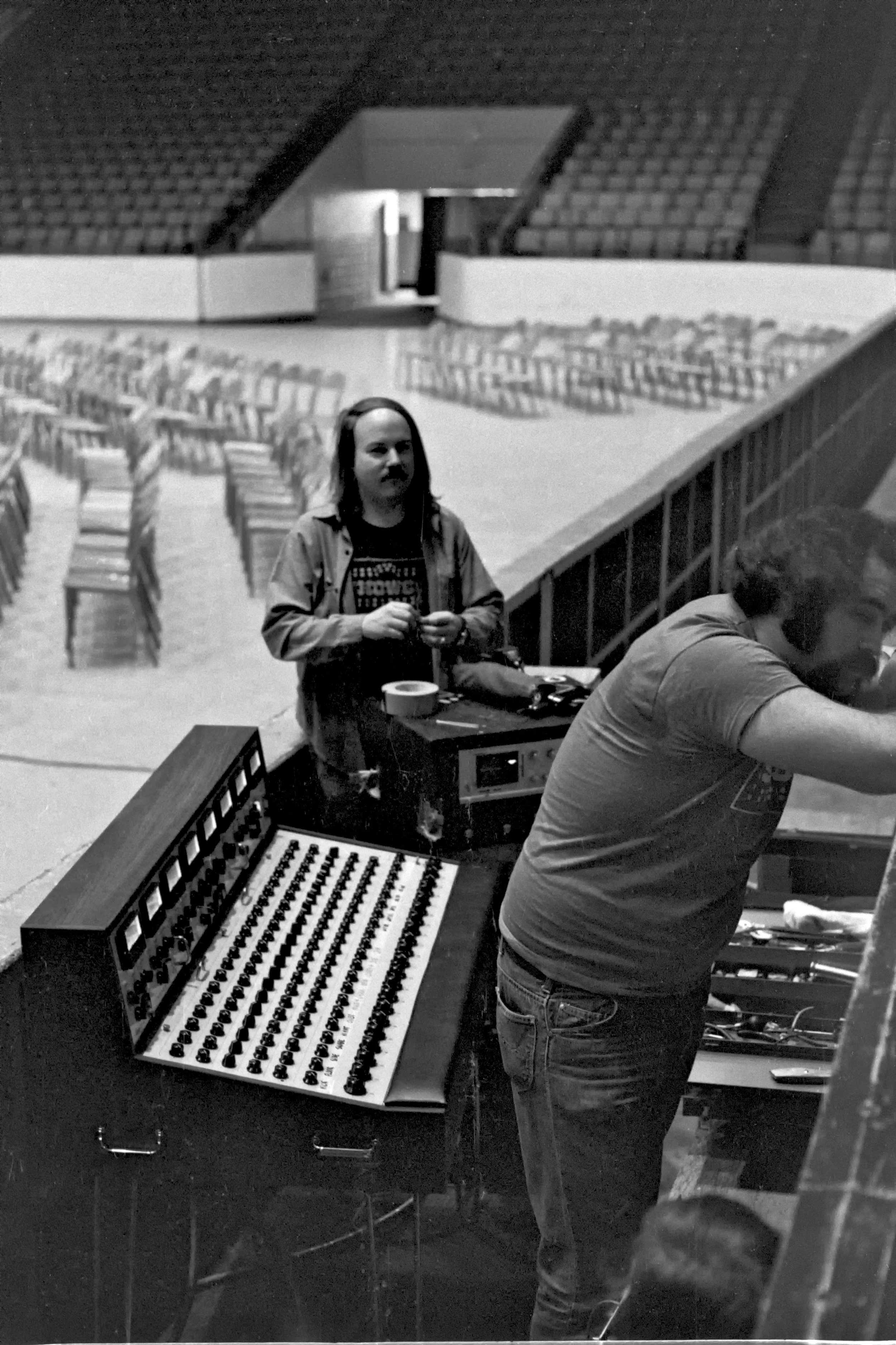 Jack Maxson and Tiny with the Showco console used by Three Dog Night.