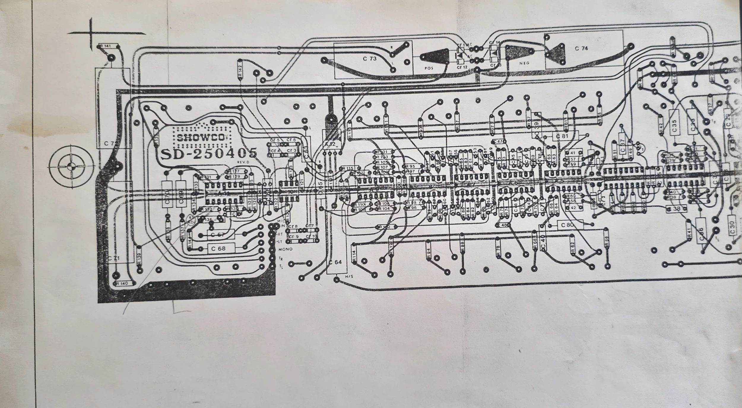 Showco SD-250405 circuit-board layout - left section.