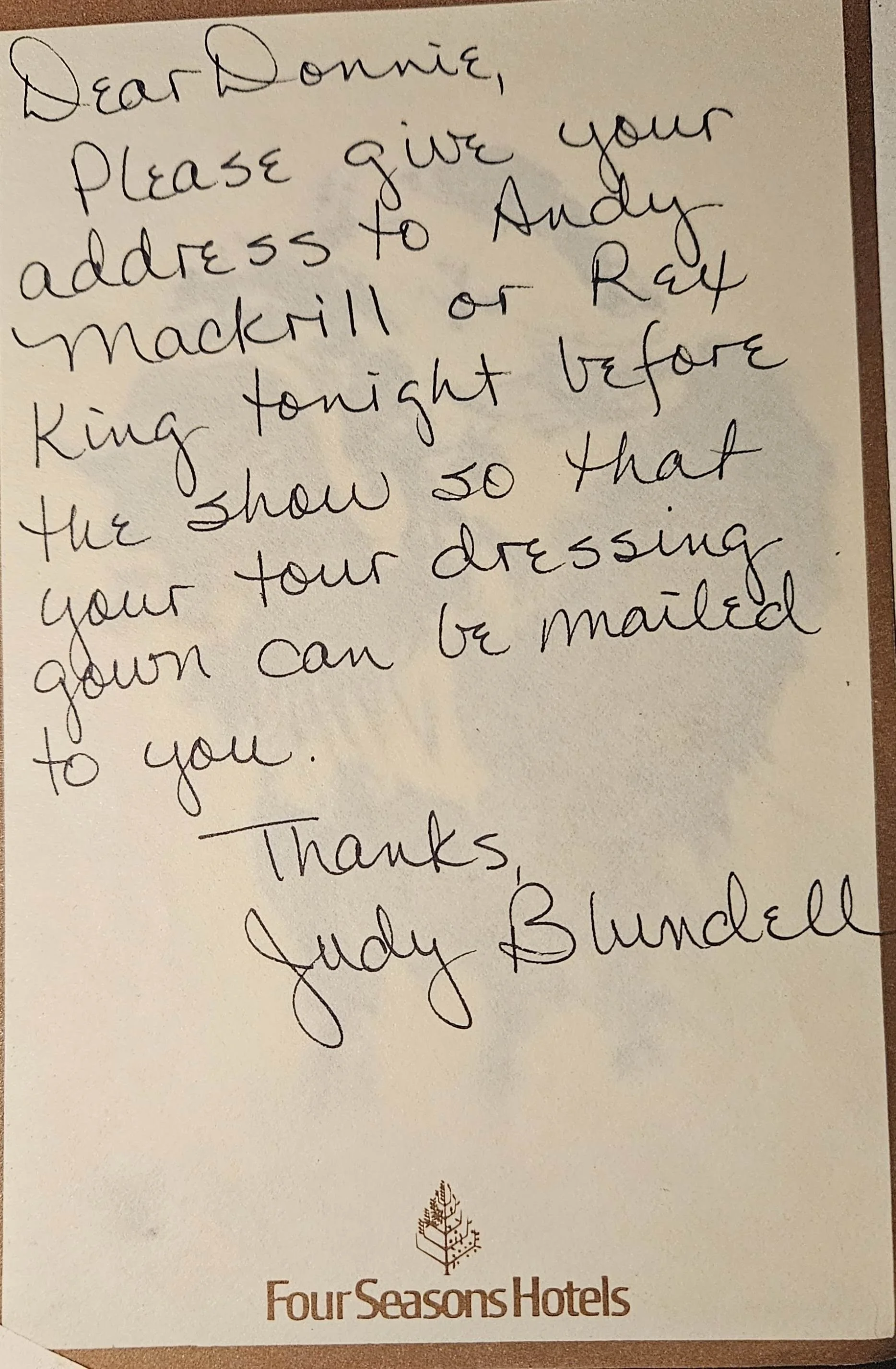 card to DK regarding POM robe