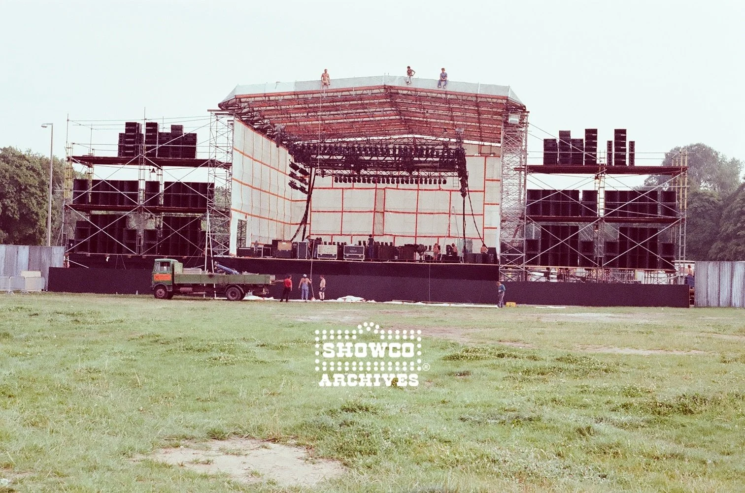 Festival stage during setup at Summertime Open Air Festival, Ulm, Germany, 1978. Courtesy of the Showco Archives.