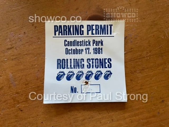 Rolling Stones Parking Permit - October 17, 1981 - Candlestick Park