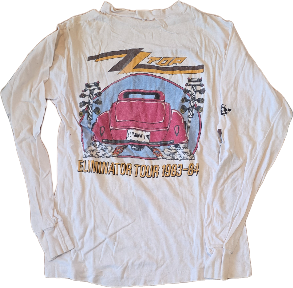 Eliminator Tour long-sleeve shirt — back. Courtesy of the Sizemore Estate.