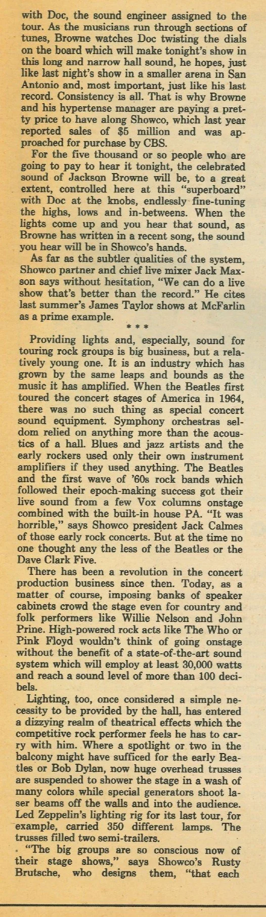 March 12, 1978 Dallas Times Herald Sunday Insert Cover 'Showco lights up their lives' article p.5