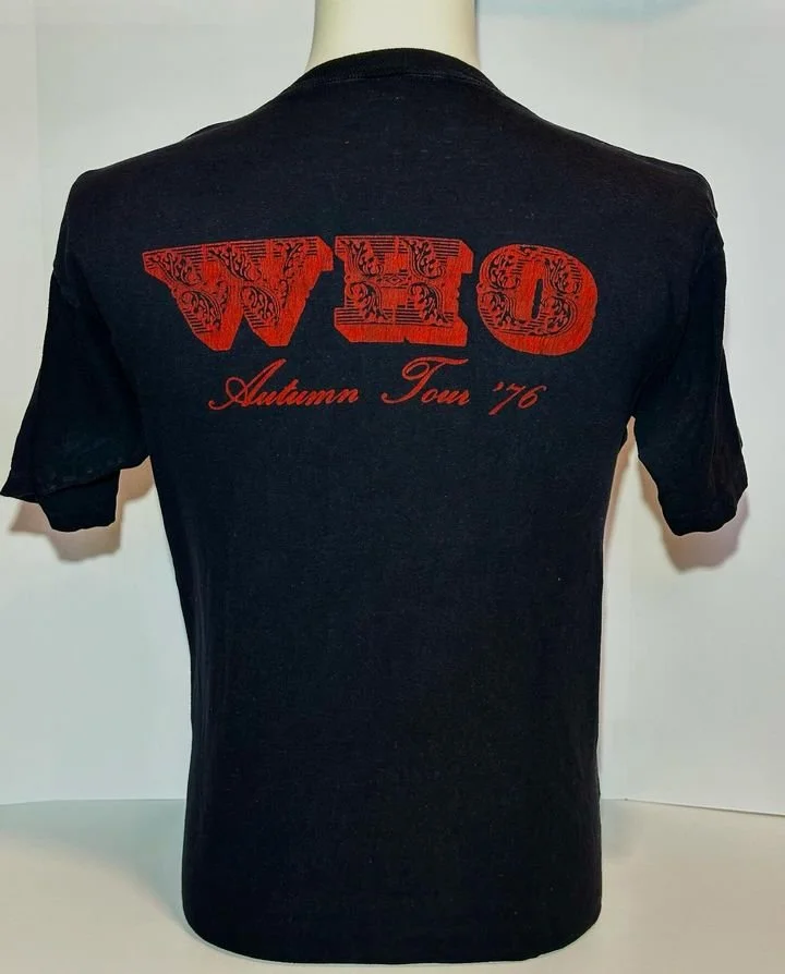 Showco Who Autumn Tour 1976 shirt (red on black; velvet flocking - courtesy Jason Gifford