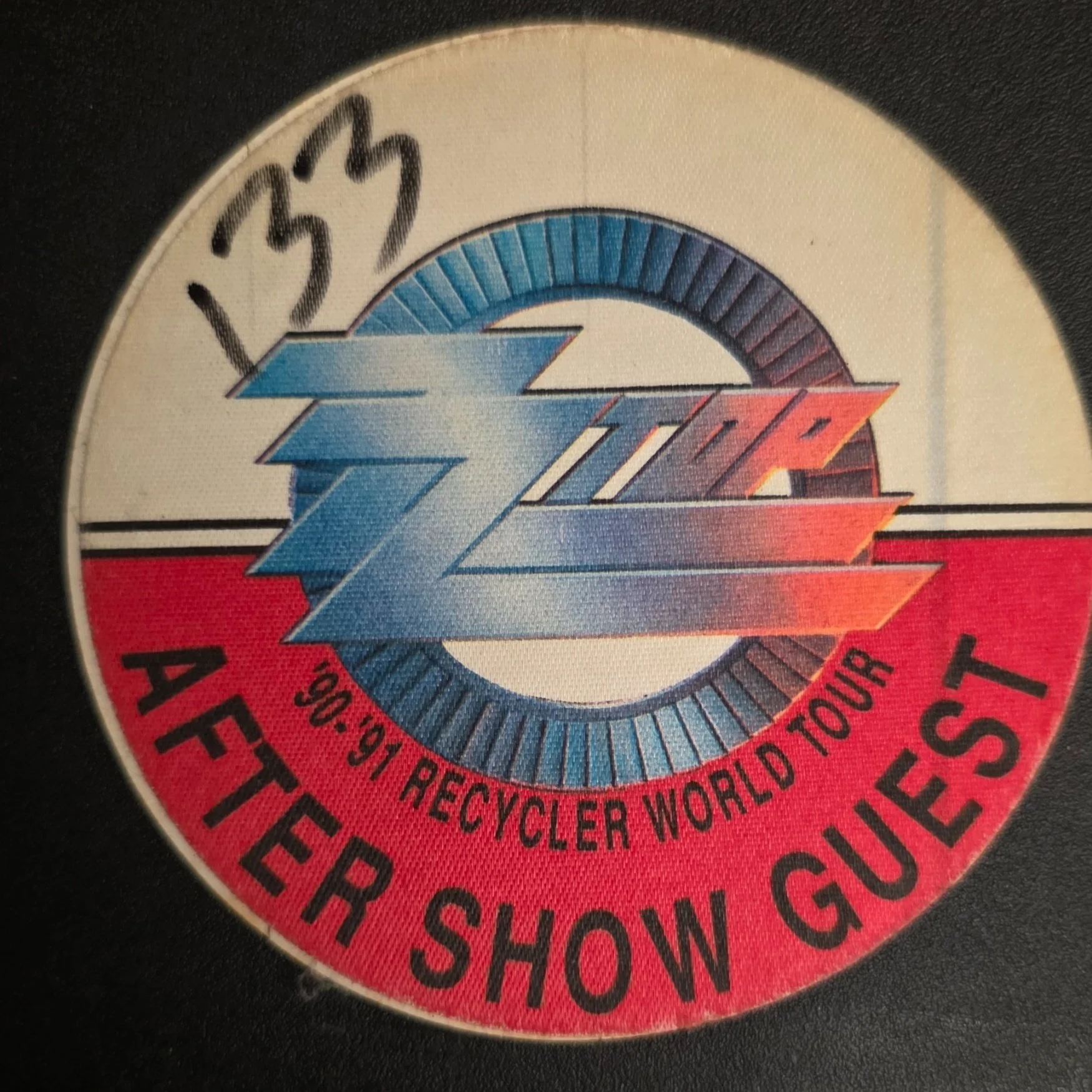 1990–91 Recycler after-show guest pass. Courtesy of the Sizemore Estate.