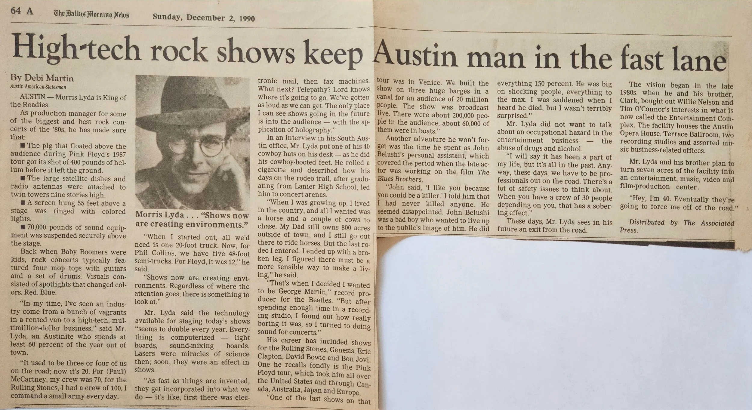 Dallas Morning News - December 2, 1990 - Article with Lyda