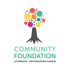 Logo of Community Foundation Lethbridge and Southwestern Alberta featuring a stylized tree with multicolored circles forming the foliage and black roots, with the organization name below.