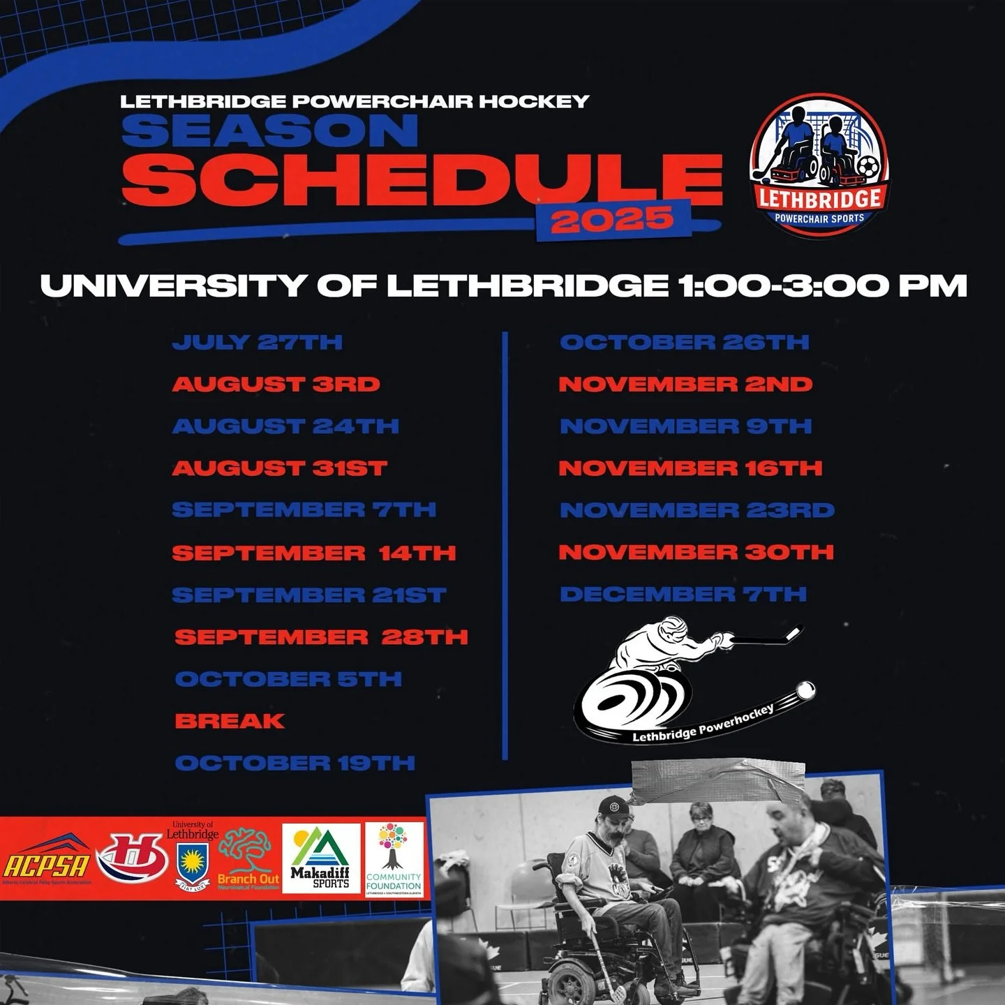 📢 Don&rsquo;t forget to register for the 2025 Lethbridge Powerchair Hockey season! 🏒

🗓 Sundays, 1:00&ndash;3:00 PM
📍 University of Lethbridge
Registration link in bio!