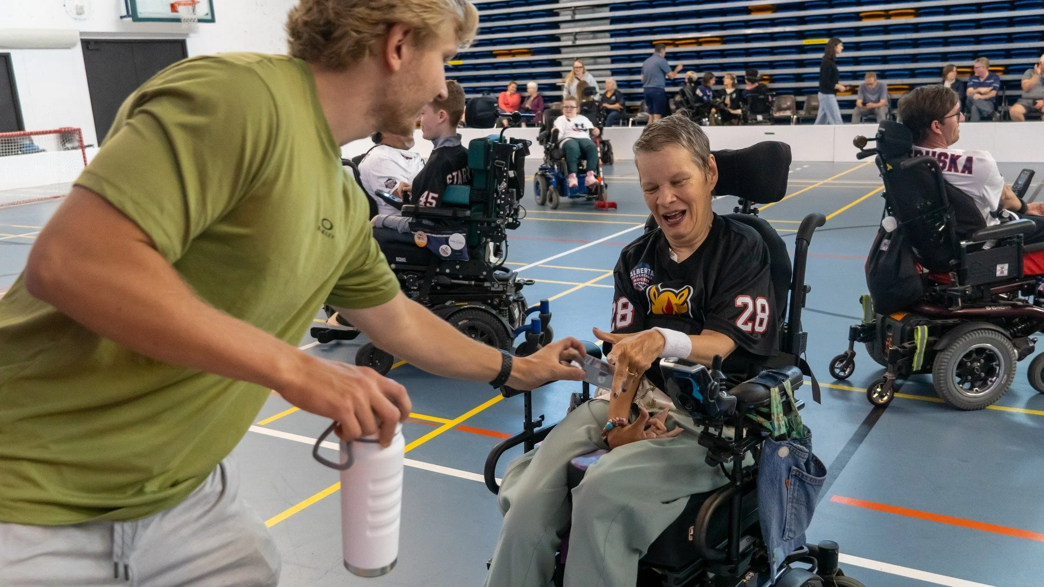 A huge thank you to the @nhlflames and @whlhurricanes for supporting the Alberta Powerchair Hockey Tournament!

Both teams provided custom jerseys for our players, and game MVPs received signed game pucks from the Flames or a water bottle from the Hu