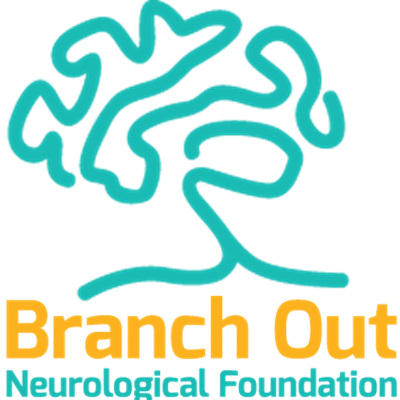 A stylized teal brain outline with the yellow text 'Branch Out' underneath and the teal text 'Neurological Foundation' below that.