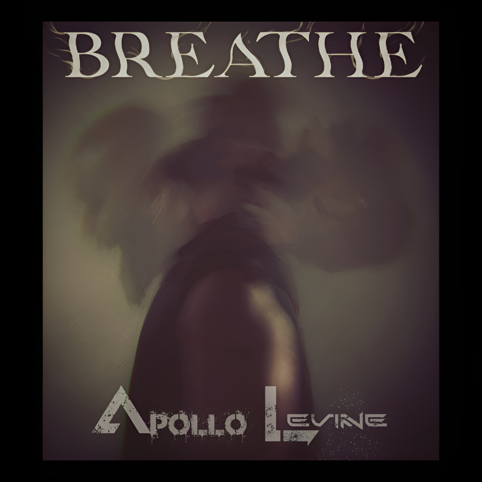 A promotional poster for the song 'Breathe' with a blurred abstract image resembling a person with a large dark object in the foreground, with the words 'BREATHE' at the top and 'APOLLO LEVINE' at the bottom.