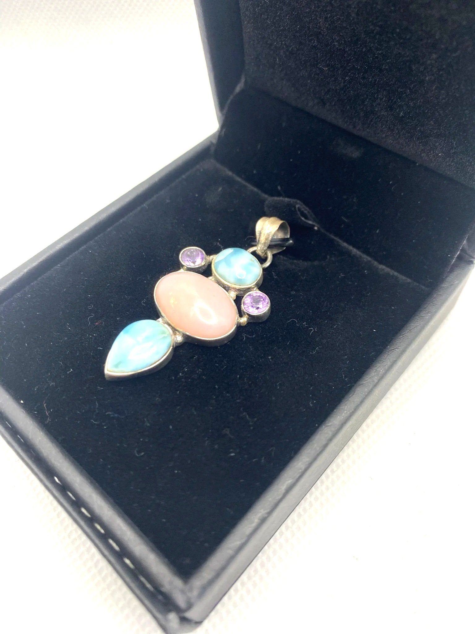 Larimar, Amethyst with Pink Opal