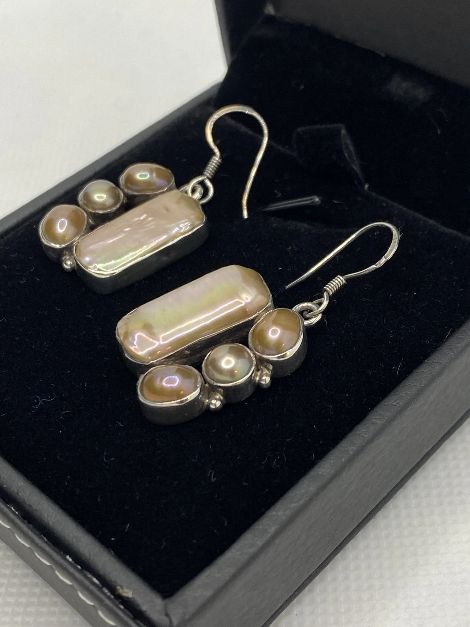 Bronzed Pearl Sterling Silver Earrings