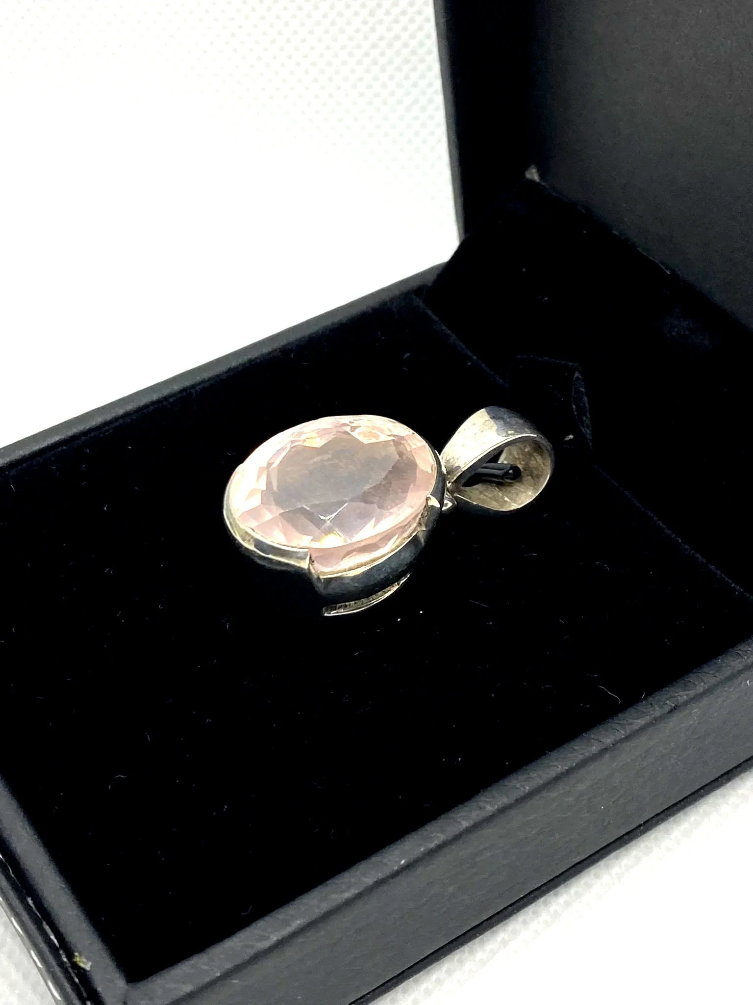 Giant Rose Quartz Sterling Silver Pendant