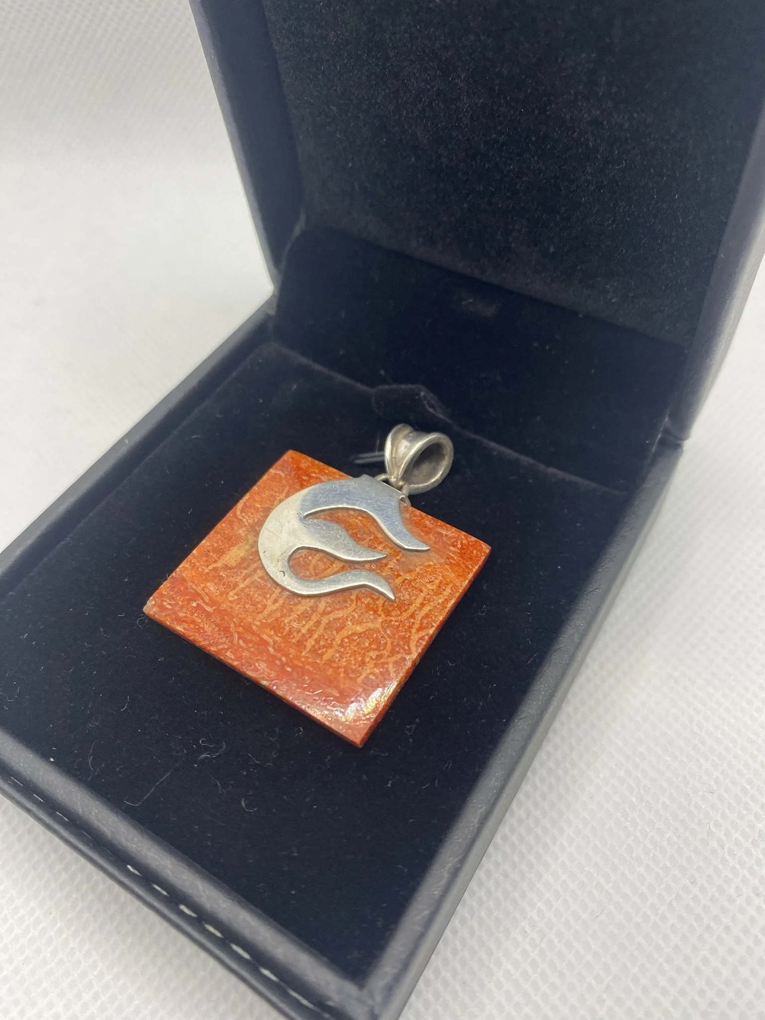 'OM' Red Coral Pendant